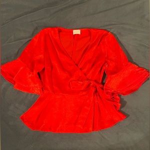 Dee elly size small orange/red wrap tie top